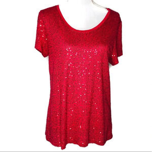 Dress barn pretty red sparkle top. Size large.